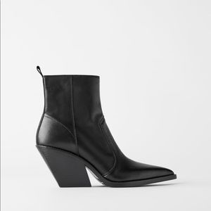 NWT Zara *Real Leather* Western Heeled Boots